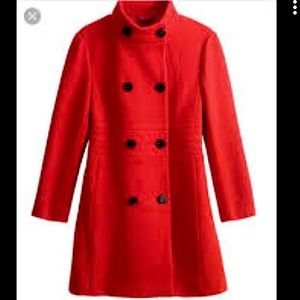 Ann Taylor Pea coat wool blend double breasted coat red coral M